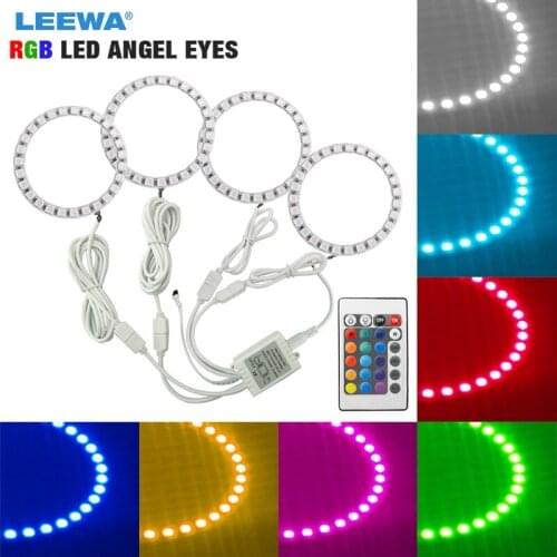 LEEWA 4X80mm Car RGB LED Angel Eyes Halo Ring Light Wireless Remote Control Headlight for Toyota Camry (Euro/US)/07 Camry (US)