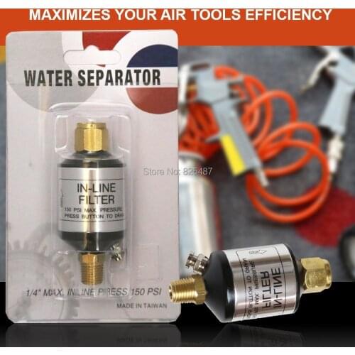 2 Pcs LEMATEC Mini In line Air Filter Water Separator Aluminum Body Oil Water Separator Filter For Air Tool Air Lines Accessory