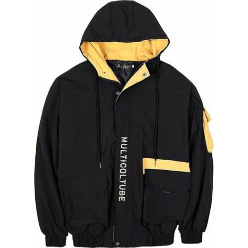 Fashion Men Jackets embroidery Letter Long sleeve Hooded Men Coats 2020 Casual Men Clothing Streetwear Harajuku jacket for Men