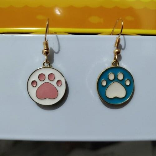 Yungqi Cartoon Cute Animal Cat Dog Bear Paw Earrings Disc Coin Drop Earrings for Girls Women Children Birthday Gift Brincos