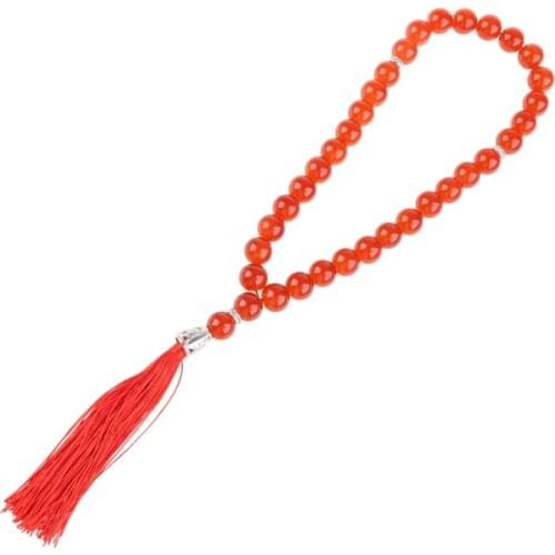 667E Muslim 12mm Tasbih 33 Beads Islam Prayer Rosary Islamic Religious Eid Ramadan Gift Round Beads with Tassel 3 Colors
