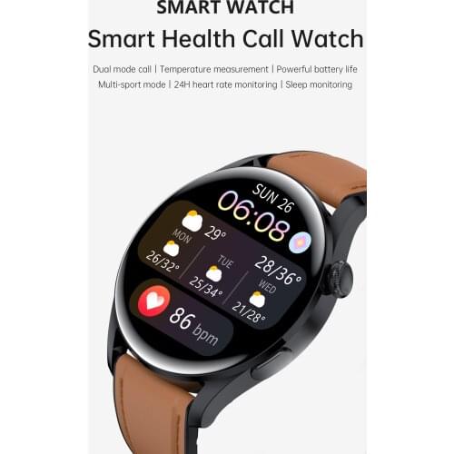 2021 Newest T33S Smart Watch Men Full Round Touch Screen Bluetooth Call Ip68 Waterproof Strap Replaceable Smartwatch