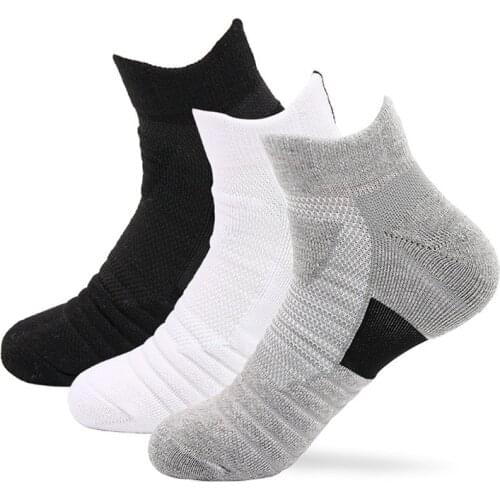 Brothock Men sports socks cotton non-slip running outdoor towel bottom boat crew sock slippers short tube elite basketball socks