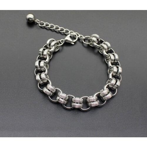 2019 New Stainless Steel Bracelet Fashion Cuban Chain Byzantine Box Link Bracelet for Men Jewelry Party Dropshipping 18cm