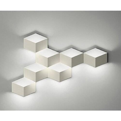 Wall Lamp Square Iron Box Lighting White Black Bedroom Bedside Lamp Modern Simple Interior LED Hotel project lights
