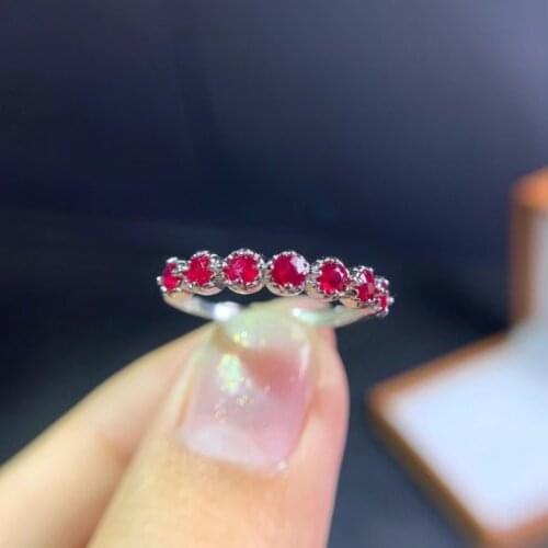 Natural Burma Ruby Stone Size for 3*3mm 6pcs with 925 Silver Rings for Women Jewelry SNC-03