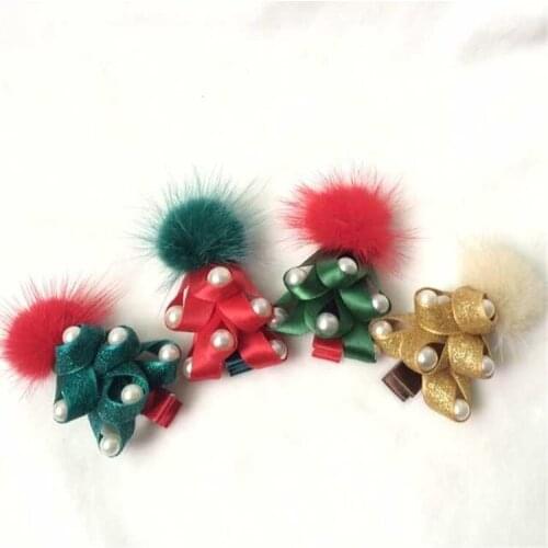 2016 new Pet Christmas pearl mink Christmas tree hairpin pet hairpin pet accessories 20pcs