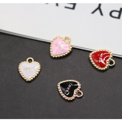 New Arrival Oil drop Heart Charm Enamel Pendant For Earring Jewelry DIY Handmade Jewelry Making 20pcs/lot