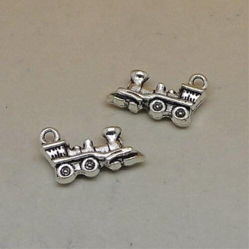 Nevstop 100pcs/lot Antique Silver Train Charms 17x12mm Choochoo Pendant Vehicle Jewelry Findings