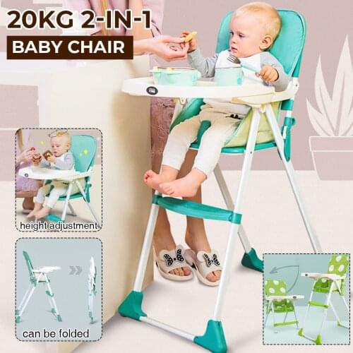 Portable Kids Highchair Feeding Dining Chair Double Tables Macaron Multi-function Height-adjust Folding Chairs Soft Cushion Seat