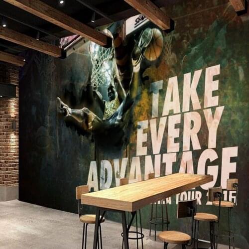 Drop Shipping Custom Photo Wallpaper Basketball Superstar Fashion Personality Custom Wallpaper Murals Bar Gymnasium Decoration