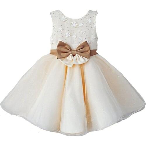 Clearance! Flower Girls Dresses Kids Wedding and Bridesmaid Dresses With Bow and Flower Formal Kids Dress Ball Gown