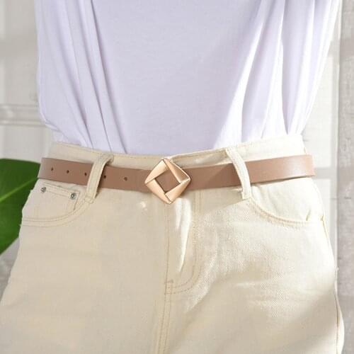 2021 Design Women Slim Belt Split Leather Cowhide Waist Belt Irregular Buckle Solid Cow Leather Adjustable Belt Female Ceinture