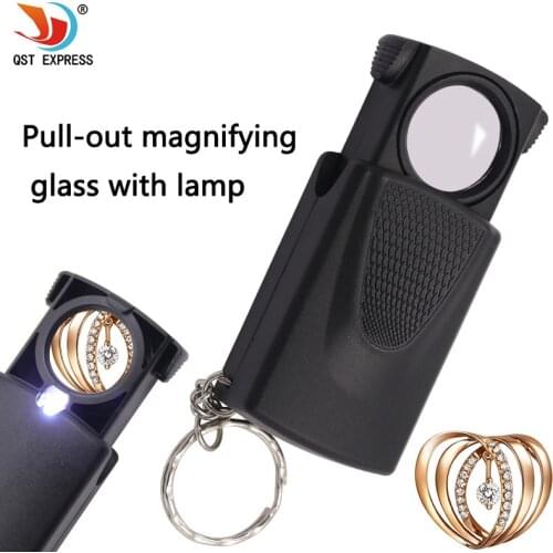 Handheld 45 times magnification LED magnifying glass microscope for jade jewelry identification