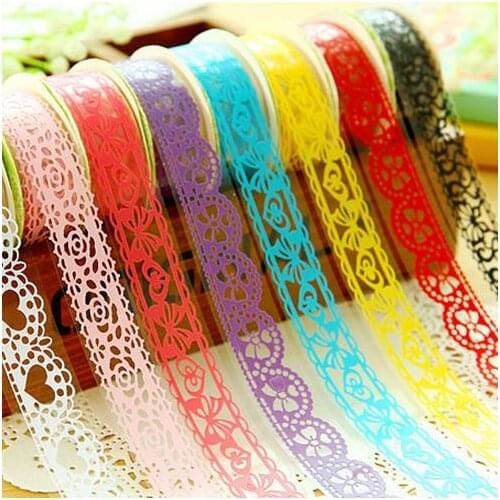 8Pcs/lot DIY Bud Silk decoration film Adhesive Print Fabric Decor Lace Tapes Decoration Photo Album Scrapbook Corner Sticker