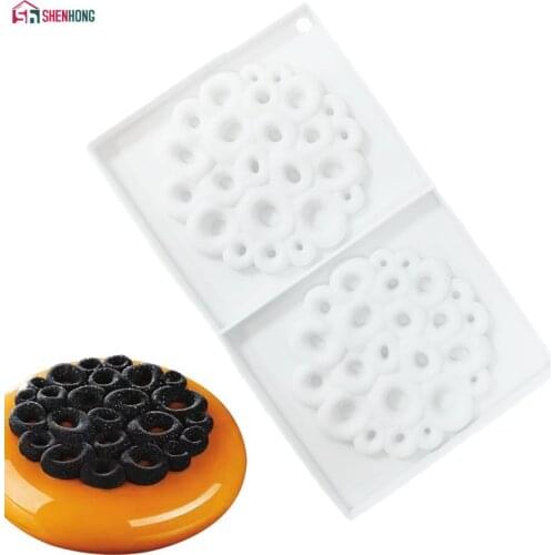 SHENHONG 2 Cavity Different Flower Baking Pan Silicon Mold Making Round Donut Random Microwave Safe DIY Cake Decoration Tools