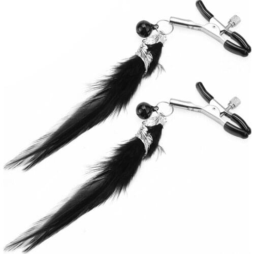 SMQING scalloped feather SM nipple clip set erotic rope BDSM bondage sex toys for couples women flirting exotic accessories