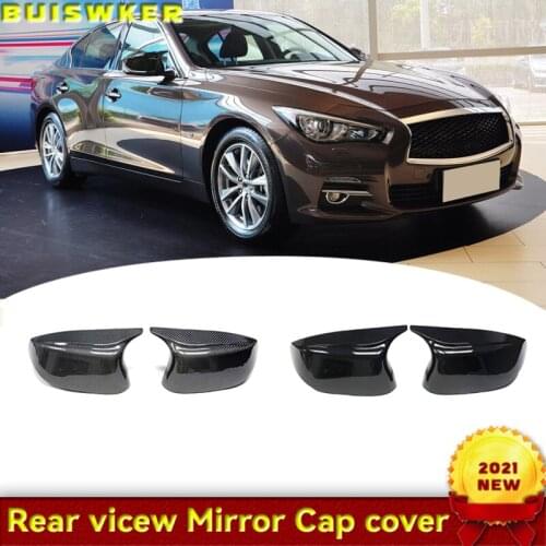Styling 2pcs Replacement Horn Rearview Mirror cover caps for Infiniti Q50 Q60 Q70 SQ50 XQ30 2014-2020 Bright Black