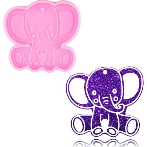 Super Glossy Elephant Silicone Mold Keychain Making Molds DIY Craft Jewelry Epoxy Resin Mould Polymer Clay Keychains Moulds