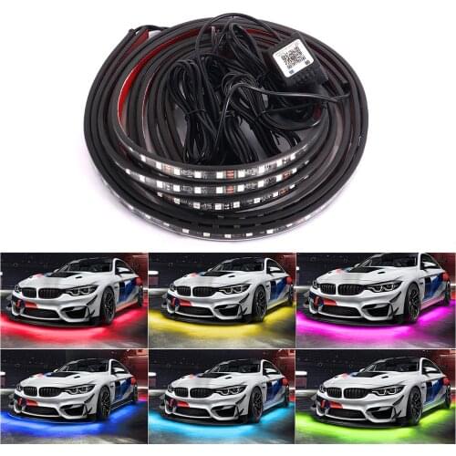 Underglow Flexible Strip LED Lights RGB With Remote APP Control Decorative Atmosphere Lamp 5050 SMD Car Underbody System Light