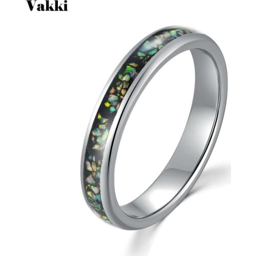 VAKKI 4mm Steel Color Dome with Random Broken Aobao Tungsten Steel Ring Ring Wedding Bands for Women