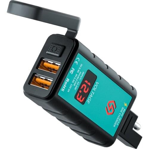 Motorcycle Charger SAE to USB Charger with Voltmeter On/Off Switch Support QC3.0 PPS DCP FCP SCP AFC MTK PE For iPhone Samsung