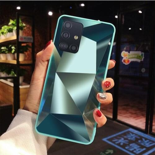 Diamond Geometric Mirror Phone Case For Samsung S21 S20 S10 S8 S9 Plus A21S A50 A51 A31 A71 A70 Note 20 10 Soft Cover