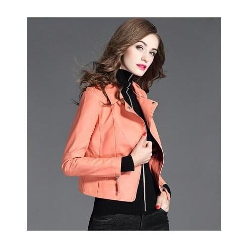 New 2020 Autumn Fashion Street Womens Short PU Leather Jacket Zipper 5 Colors Ladies Basic Jackets Good Quality LX1387 s