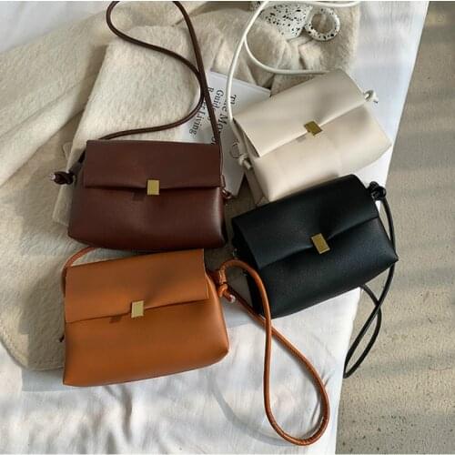 Women Bag Simple PU Flap Fashion Solid Hasp Soft Lock Shoulder Bags Pures and Bags Crossbody Euro-America Style