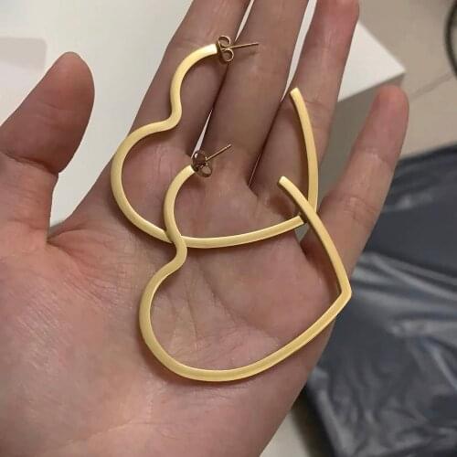 Titanium Punk Fashion Big Ring Earrings Heart Star Sqaure Round Hoop Earrings for Women Personality Exaggerated Simple Geometric