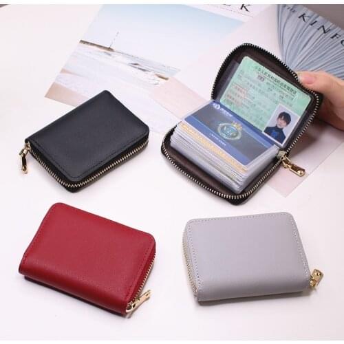 Women/men Business Card Holder Wallet Case Red/black/gray/yellow/blue/purple Credit Card Holder Case 26 Bits Zipper Card Wallet