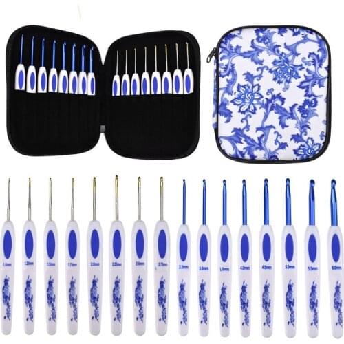 16 PCS Crochet Hooks Set Aluminum Yarn Knitting Needles Women DIY Weaving Craft Tool with Case Eastern Style Dropshipping