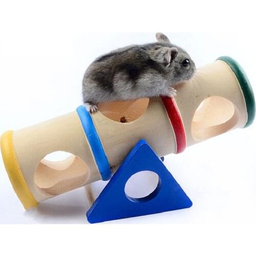 Hot sale hamster golden silk bear wooden toy pet supplies Rainbow seesaw can drill holes Hamster Cag Hamster Toys Accessories