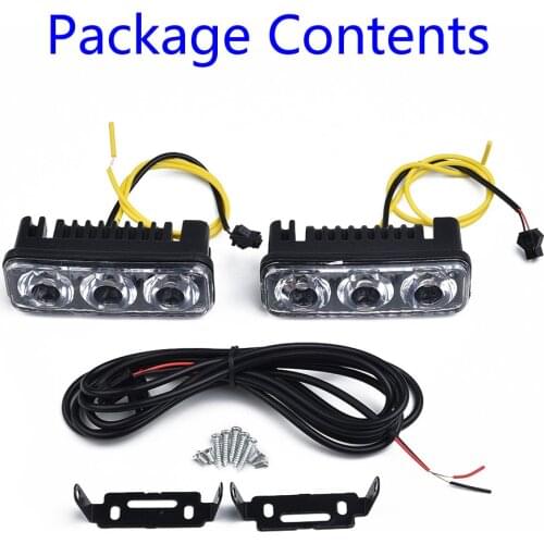 Accessories Daytime Running Lights Auto Fog Front Lamp Turn Signal White+Amber 2Pcs 3-LED Parts