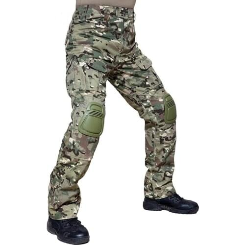 With Knee Pads Mens Military Training Camouflage Cargo Pants Spring Autumn Male Outdoor Hiking Hunting CS Tactical Long Trouser