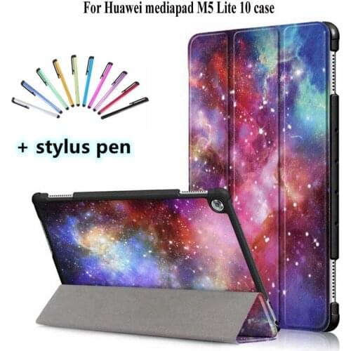 PU Leather Case For Huawei MediaPad M5 Lite BAH2-W19/L09/W09 10.1inch Funda Stand Cover for huawei M5 Lite 10 inch Case+PEN