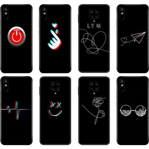 Black tpu Case For Xiaomi Redmi 7A 8 8A 9 9A 9C Case Redmi Note 8T 8 Pro T Note 9 9S 9 Pro Case Abstract Line Face art dark
