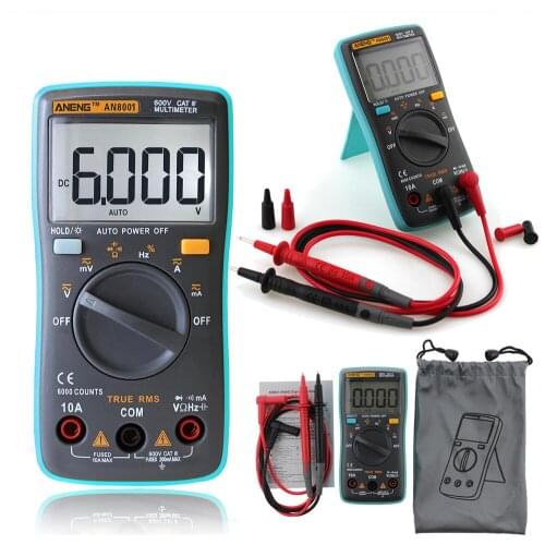 AN8001 Digital Multimeter LCD Display 6000Counts Backlight AC/DC Ammeter Voltmeter inductance meter Transistor Current Tester
