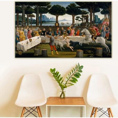 Citon Sandro Botticelli《Novella about Nastagio degli Onesti》Canvas Oil Painting Picture Wall Background Decor Home Decoration