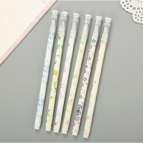 4pcs/lot Fresh small floral 0.5mm flower gel pen black ink Gel Pen Promotional Gift Stationery School & Office Supply