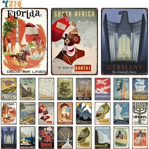 Germany Florida Iberia Africa City Sign Vintage Metal Plaque Plates Decor For Pub Bar Home Tin Gift Decoration Poster DU-11075A