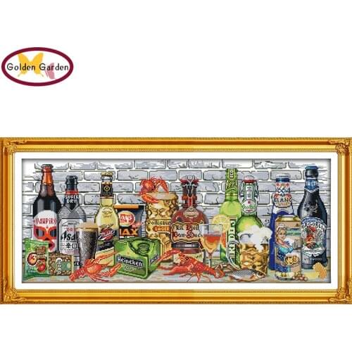 GG Wine Painting Morden Chinese Cross Stitch Embroidery Needlework Set Joy Sunday 14CT Print Counted Cross Stitch for Home Decor
