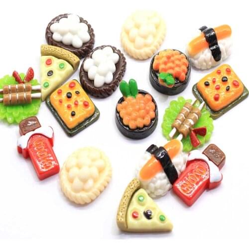 Kawaii Food Flatback Cabochons 20*24MM Dollhouse Miniature Food Cabs Resin Flat Back Dollhouse Kitchen Food Craft