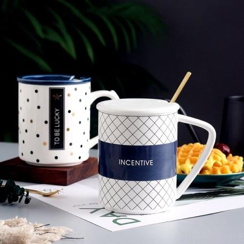 Nordic ceramic cup mug with cover trend drinking cup for men and women