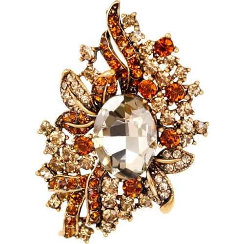 Crystal Flower Brooches For Women Fashion Design Vintage Style Brooch Pin Wedding Bouquet Jewelry Accessories Gift AC010