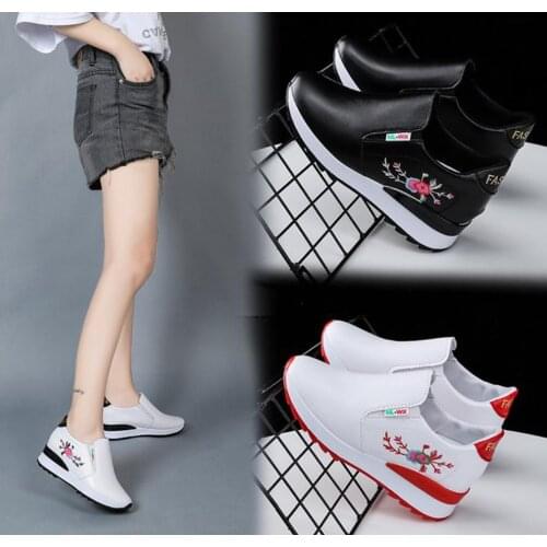 Luxury Women Vulcanized Shoes High Quality Sneakers Slip On Flats Shoe Loafers Plus Walking Flat Internally increased white shoe