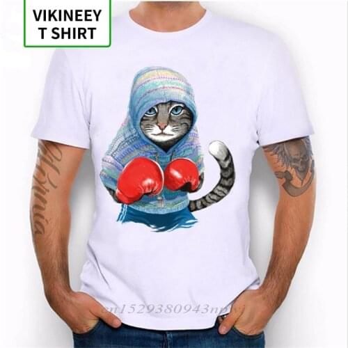 Summer New T shirt Men funny cat cahmpion boxer short sleeve harajuku design tops summer hipster cool men tshirt o-neck tops