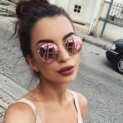Small Round Sunglasses Men Retro Mirror Sun Glasses Designer Luxury Classic Shades For Women Metal Eyewear Cute Pink Glasses