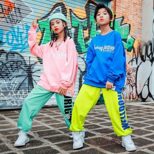 Fashion Ballroom Dancing Clothes For Boys Long Sleeve Shirts Hiphop Pants Modern Dance Jazz Street Dance Costumes Girls DQS5955