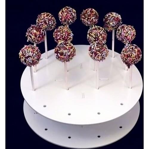 Behogar Acrylic Wedding Ceremony Birthday Round 16Hole Lolly Lollipop Lolly-pop Candy Cupcake Cake Pop Display Stand Holder Base